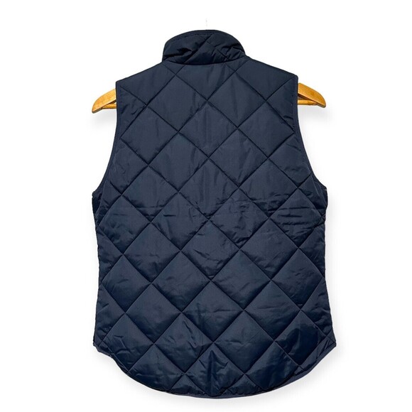 J.CREW Size S Navy Blue Quilted Puffer Vest Check Gingham Lined - Picture 3 of 7